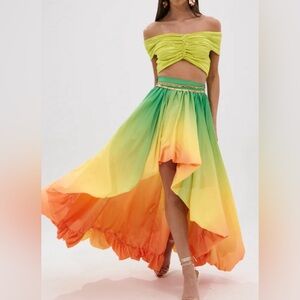 NWT AKIRA Multicolor Gradient Maxi hi low  Skirt size XL